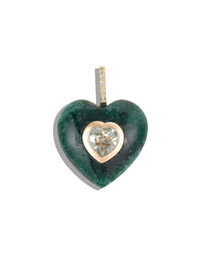 Green Aventurine & Green Amethyst Heart Pendant