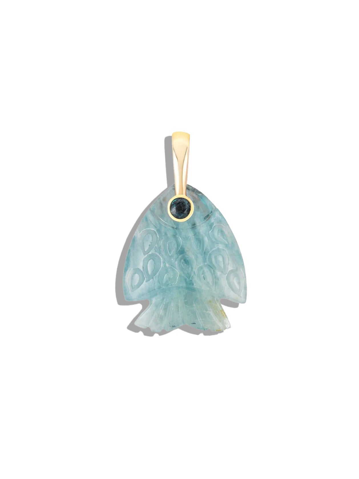 Aquamarine Gemstone Fish Pendant