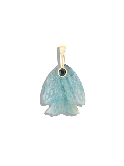 Aquamarine Gemstone Fish Pendant