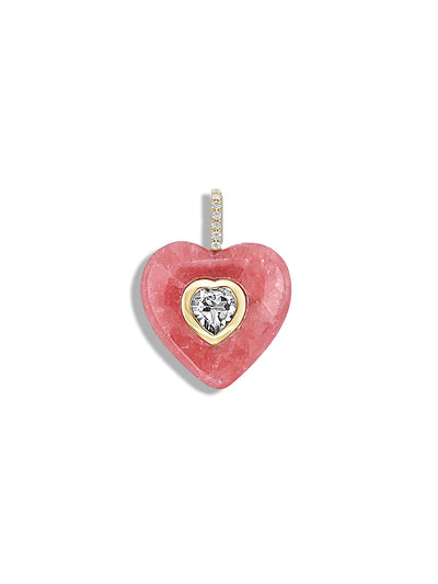 Rhodochrosite & Topaz Heart Pendant
