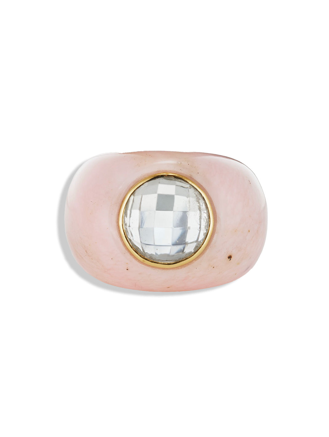 Sculptural Pink Opal & Topaz Stone Ring