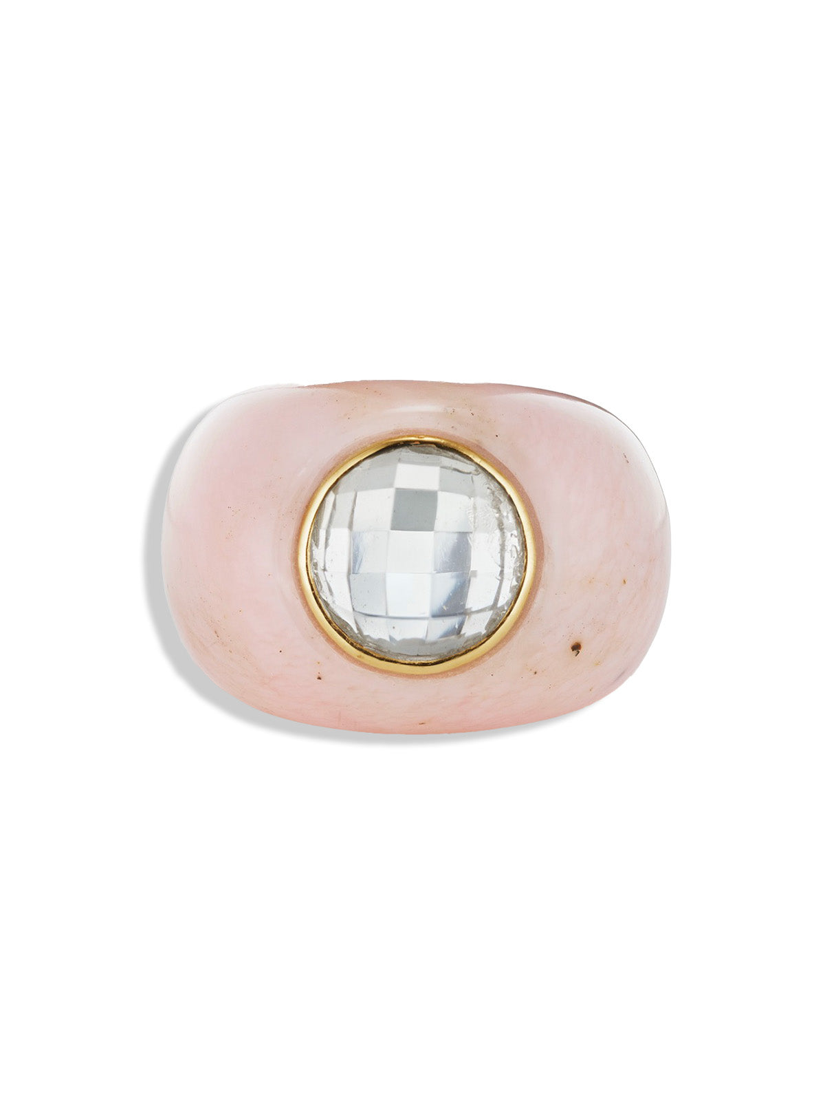 Sculptural Pink Opal & Topaz Stone Ring