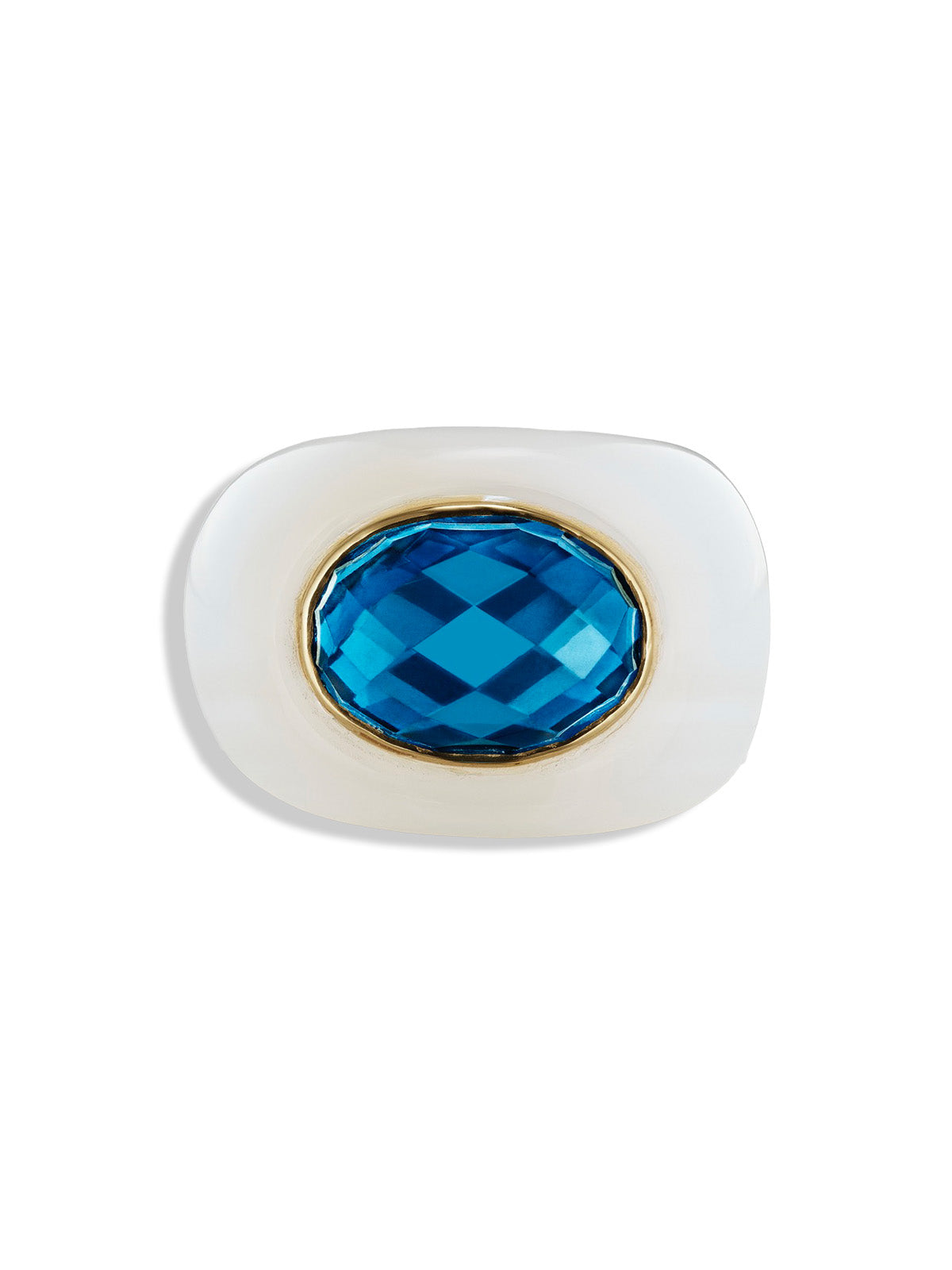 Sculptural White Onyx & Topaz Stone Ring