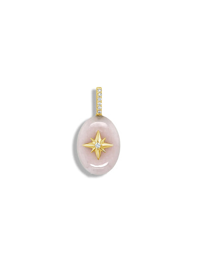 Pink Opal Small Oval Cabochon Starburst Charm