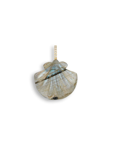 Labradorite Scallop Shell Charm