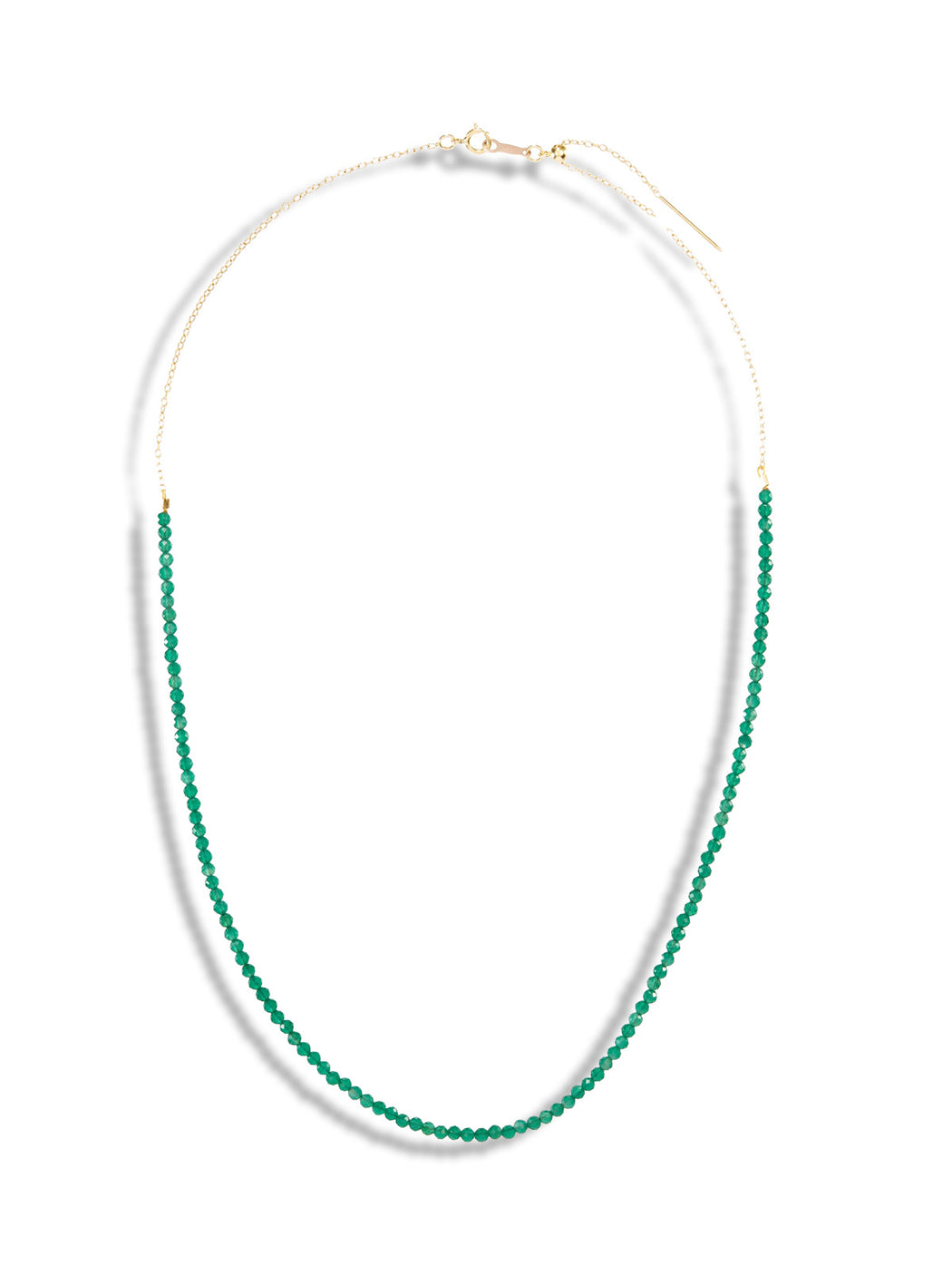 Green Onyx Tiny Gem Yellow Gold Necklace