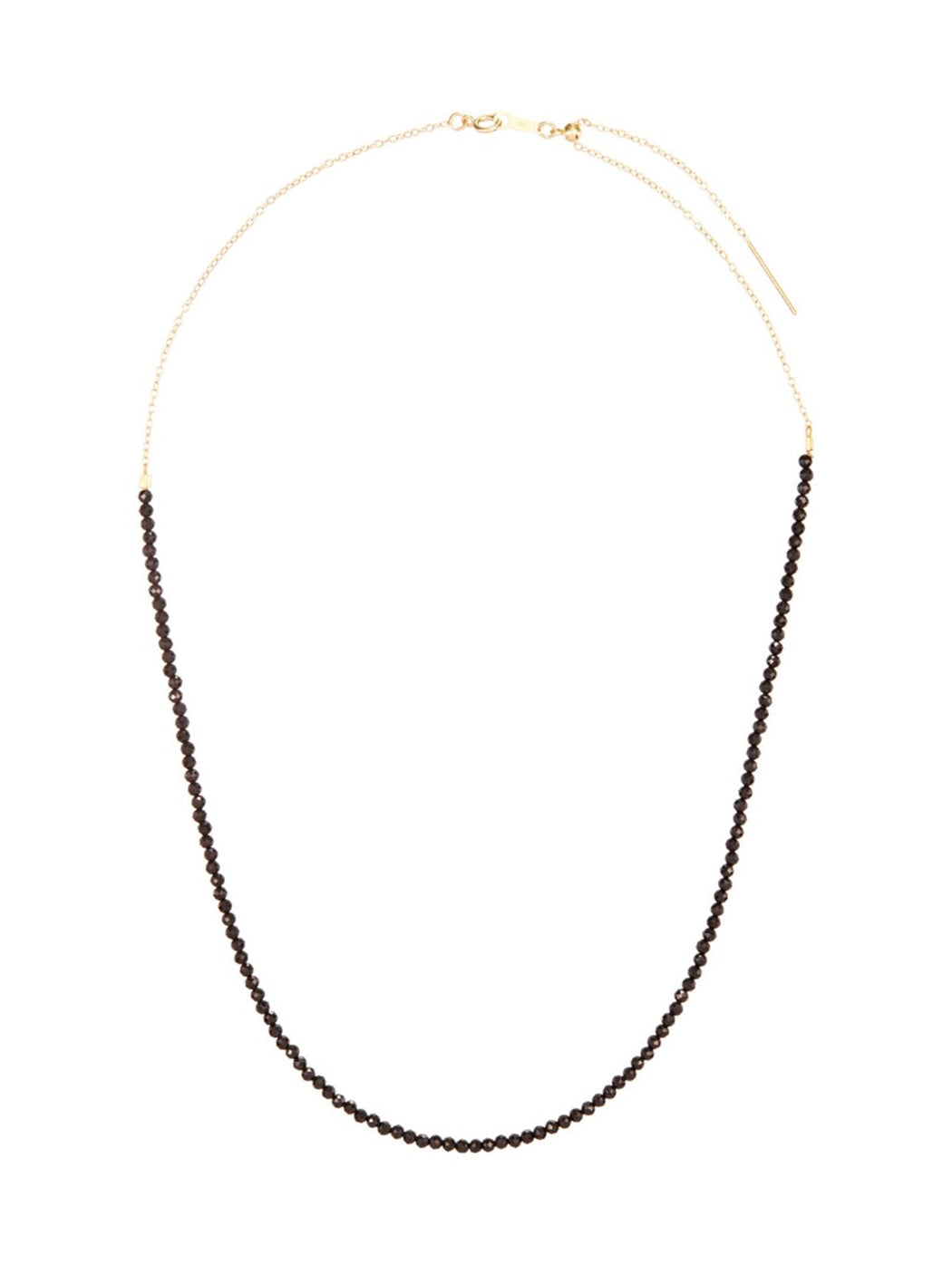 Black Spinel Tiny Gem Yellow Gold Necklace