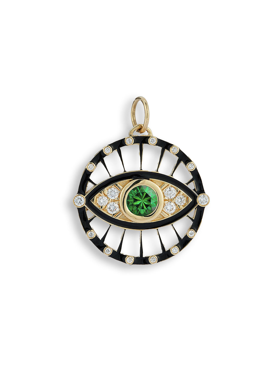 Protection Emerald & Diamond Evil Eye Charm
