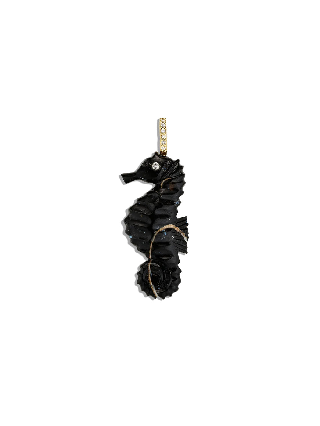 Black Calcite Seahorse Pendant