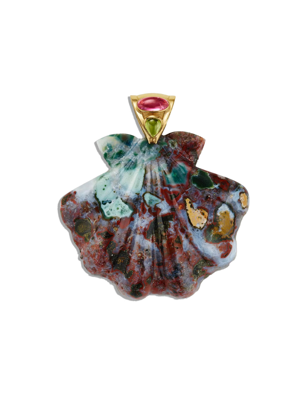 Grande Pink Tourmaline Agate Scallop Shell Pendant
