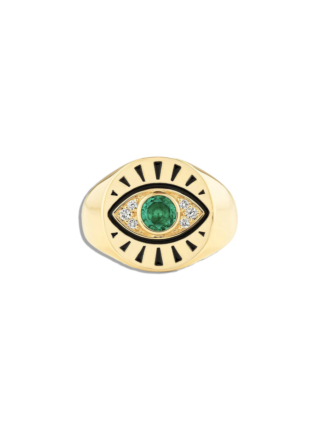 Protection Evil Eye Signet Emerald Ring