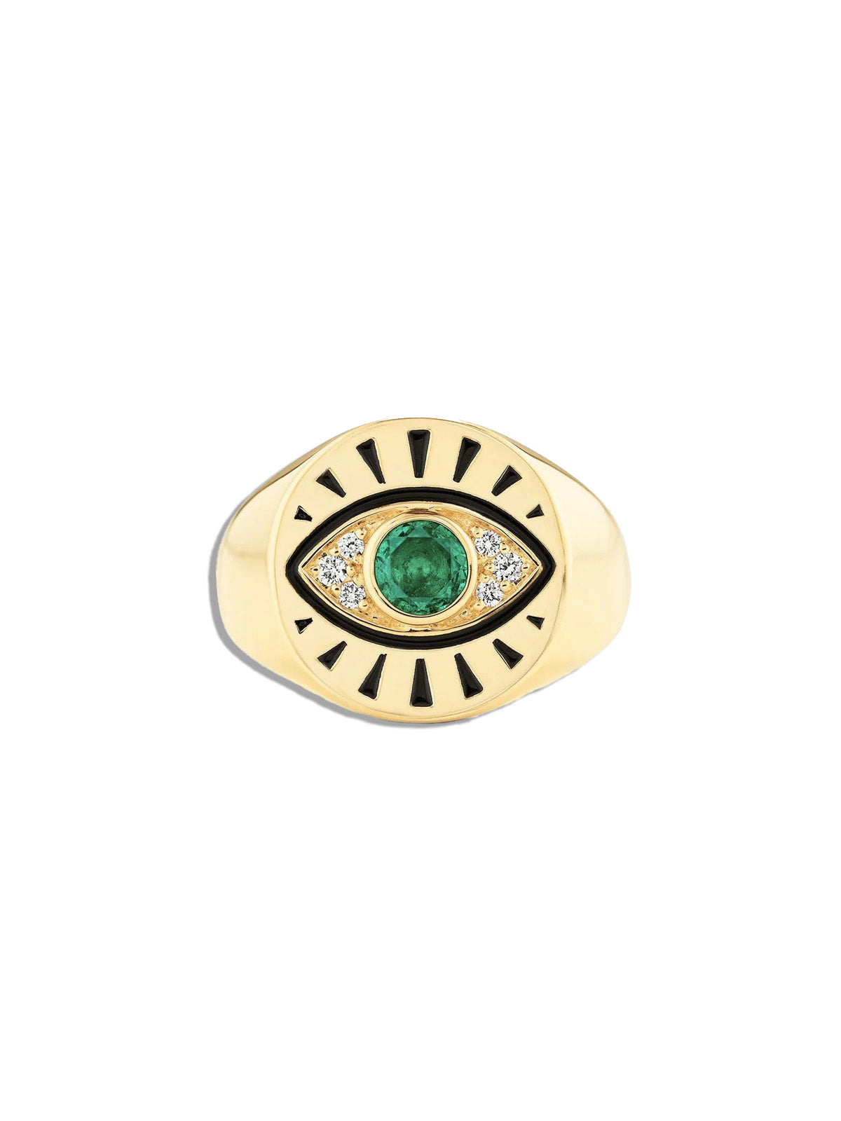 Protection Evil Eye Signet Emerald Ring