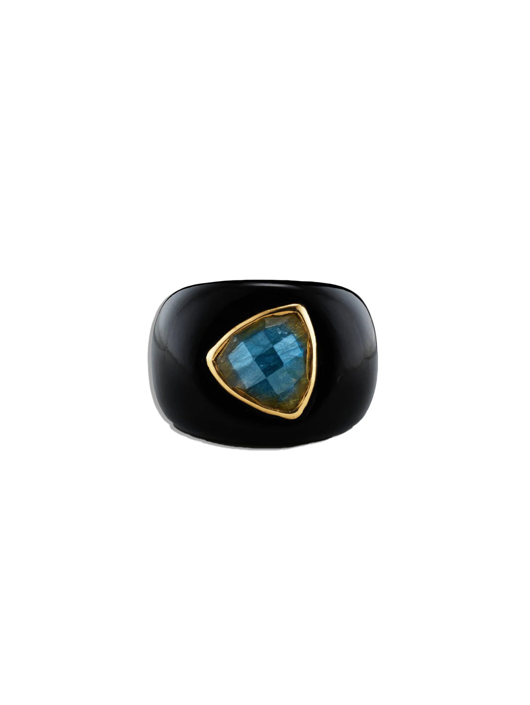 Sculptural Black Onyx Yellow Gold Stone Ring