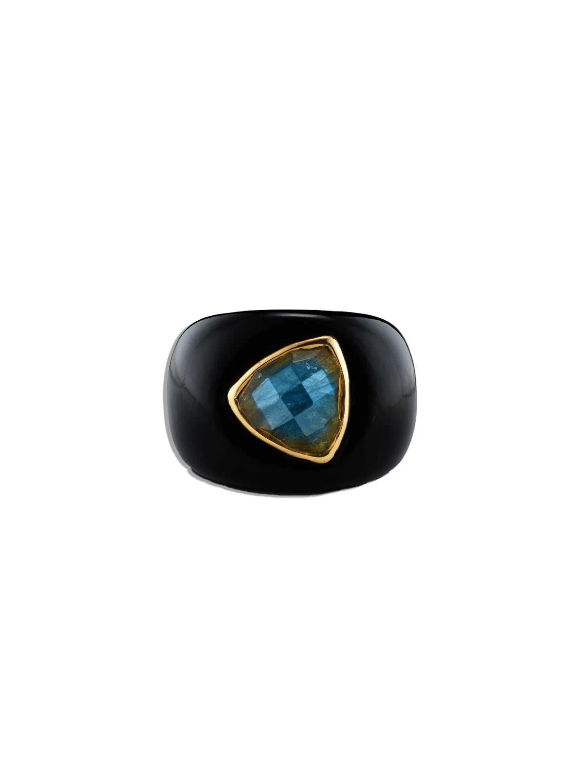 Sculptural Black Onyx Yellow Gold Stone Ring