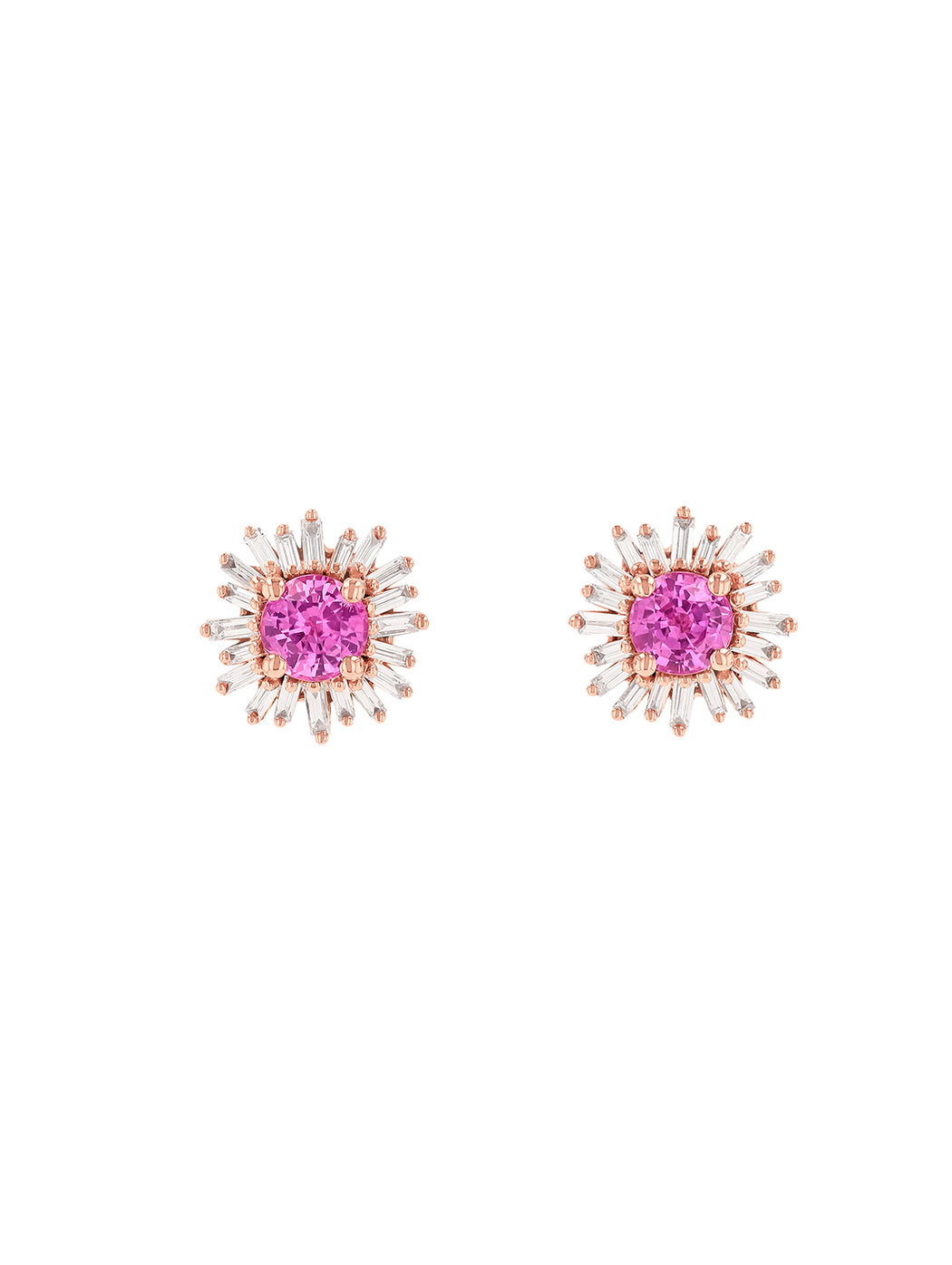 One of a Kind Pink Sapphire Rose Gold Stud Earrings