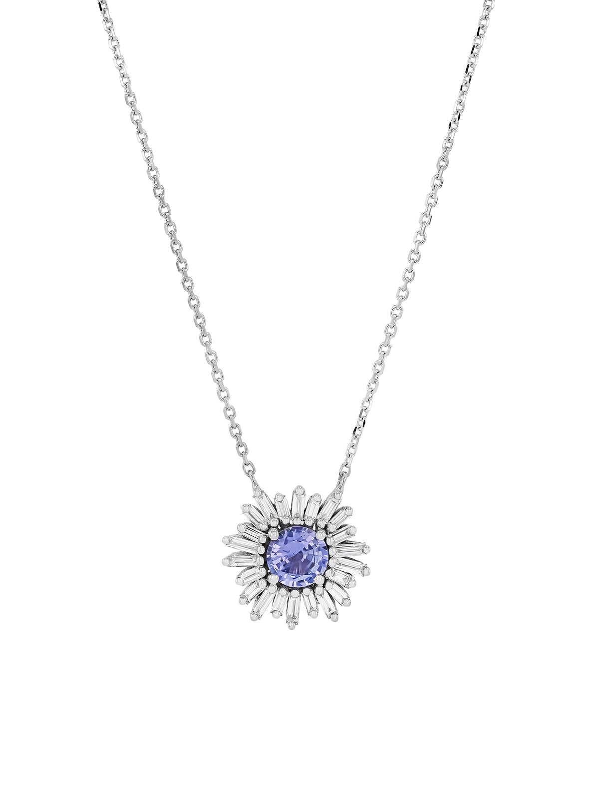 One of a Kind Light Blue Sapphire White Gold Necklace