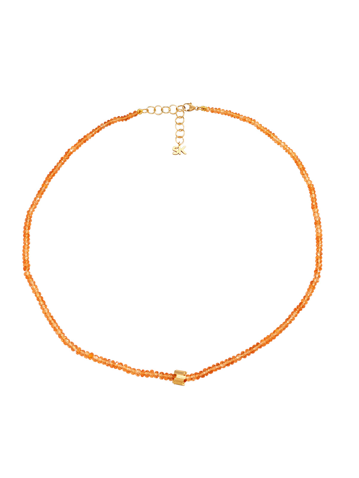 Mini Rondelle Spessartine Beaded Yellow Gold Necklace
