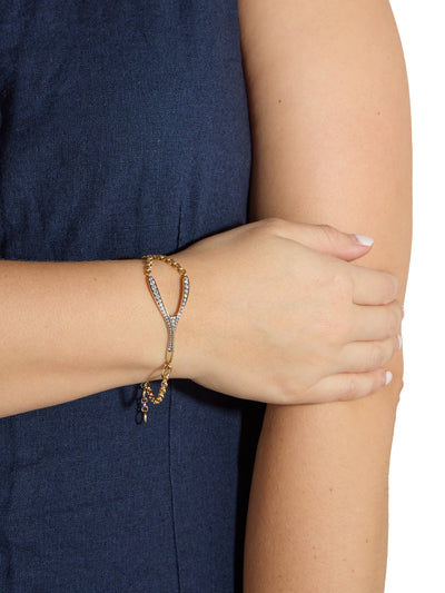 Antique Finish Diamond Wishbone Yellow Gold Bracelet featured in PaperCity