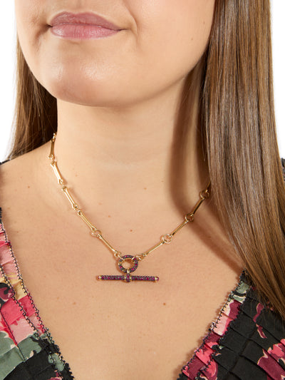 Ruby Yellow Gold T-Bar Pendant