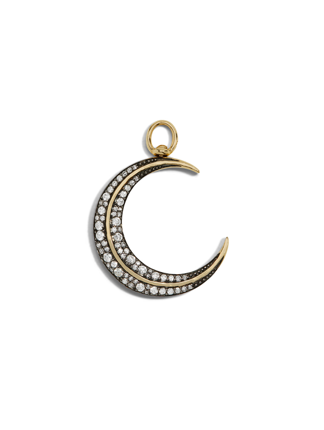 Antique Finish Crescent Moon Yellow Gold Pendant