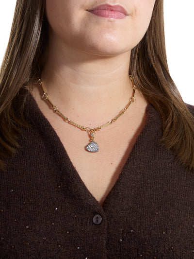 Antique Finish Diamond Chubby Love Yellow Gold Pendant