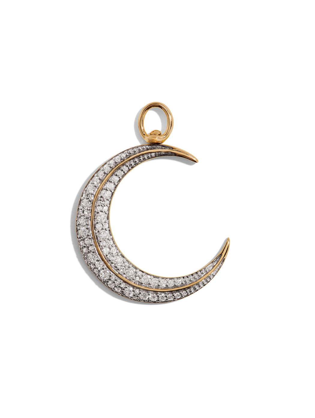 Modern Finish Crescent Moon Yellow Gold Pendant