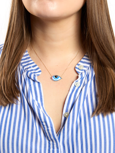 Grand Bleu Enamel, Diamond and Sapphire Yellow Gold Necklace