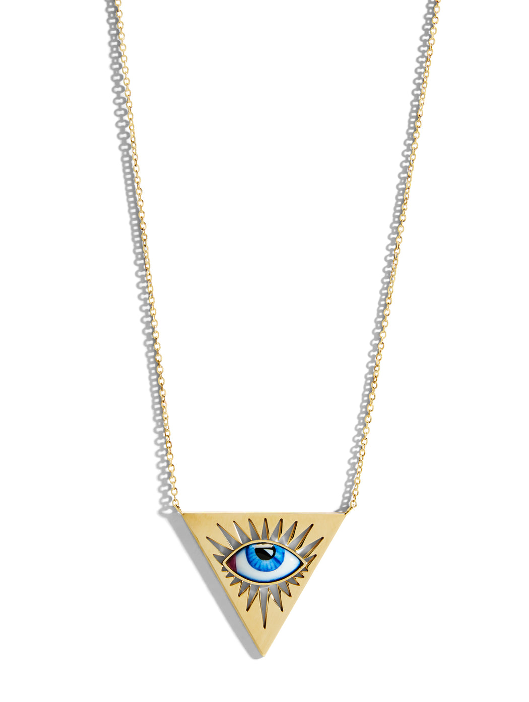 Isida Petit Bleu Triangle Evil Eye Yellow Gold Necklace