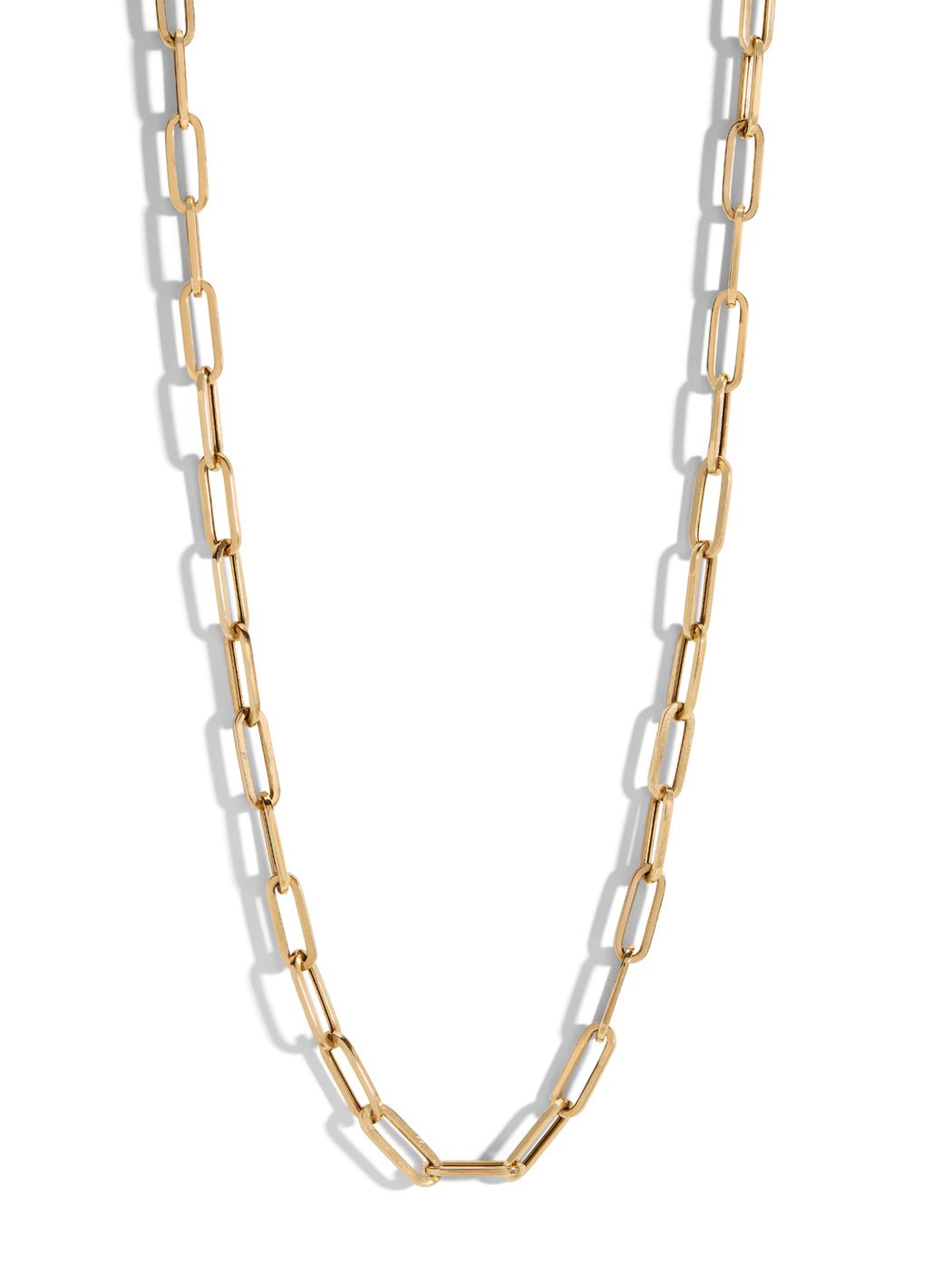 Small Link Paperclip Yellow Gold Chain Necklace