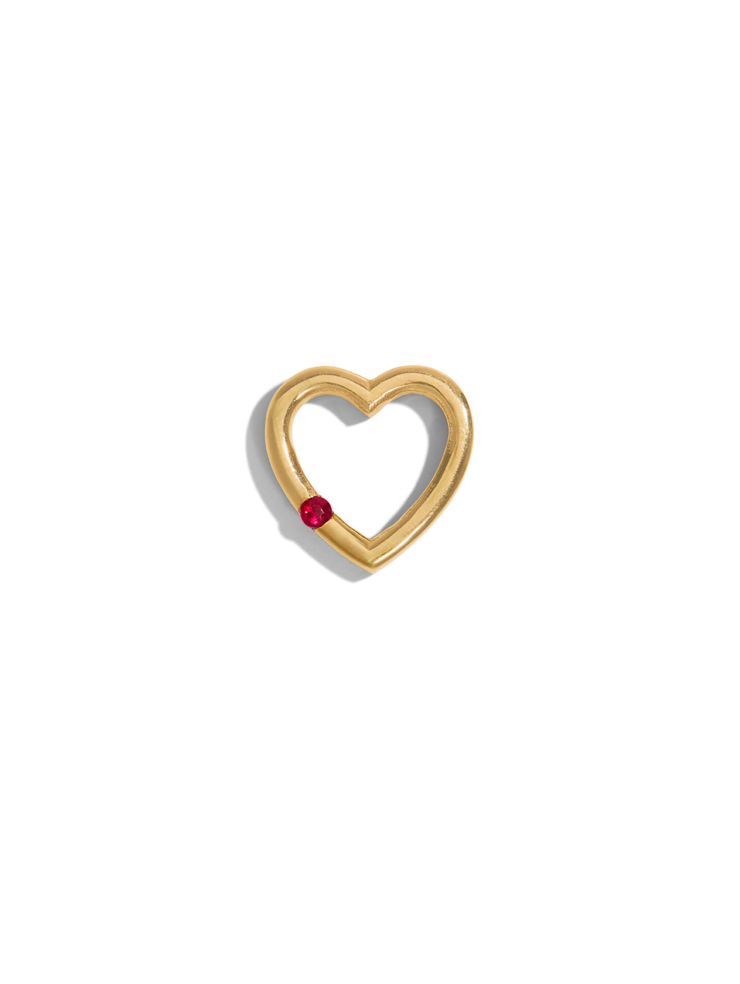 Small Ruby Floating Eternity Heart Yellow Gold Charm