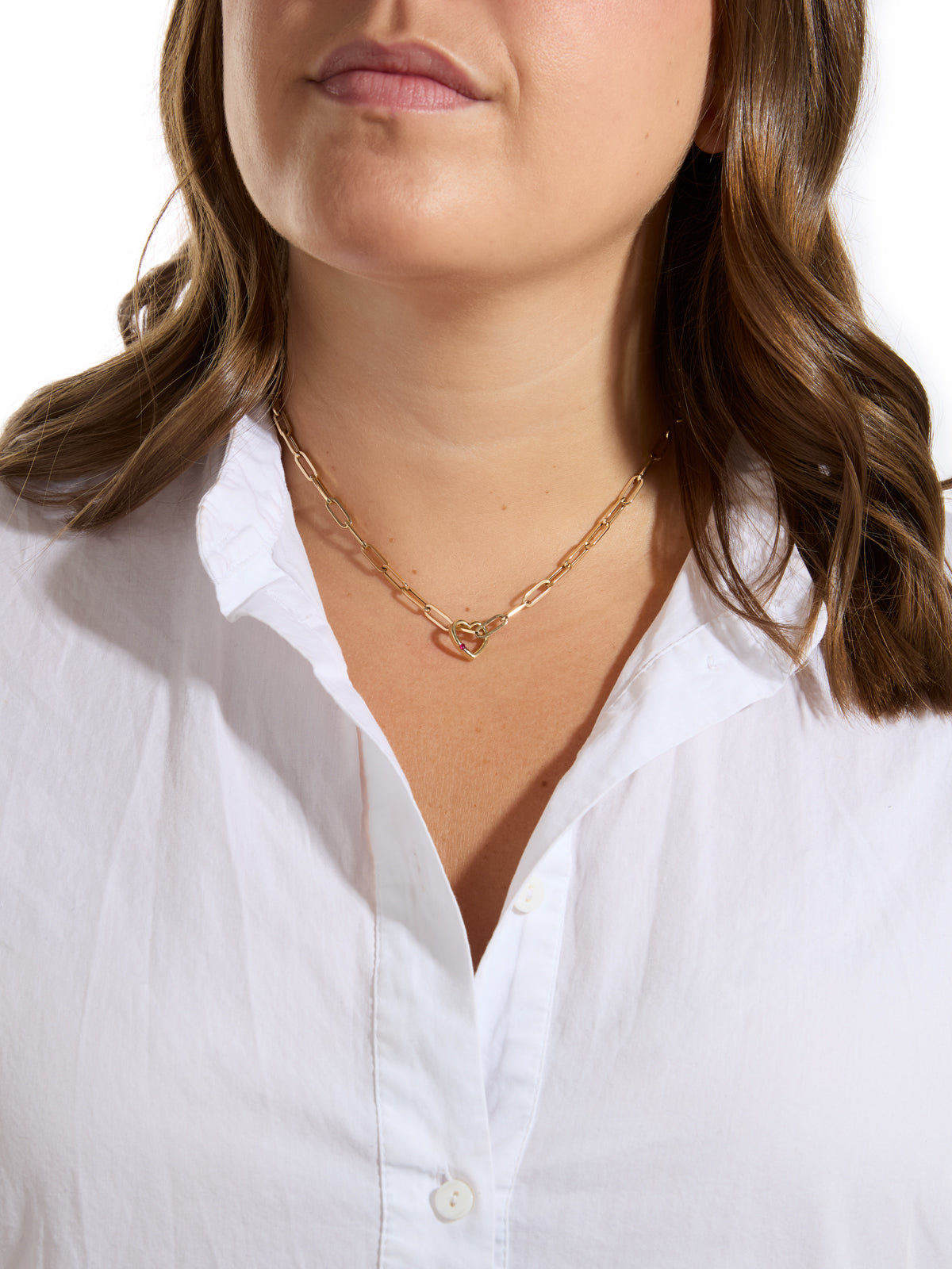 Small Ruby Floating Eternity Heart Yellow Gold Charm