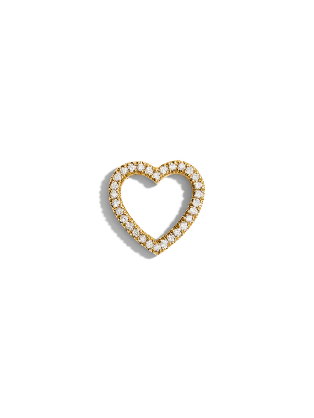 Small Double Sided Diamond Floating Heart Yellow Gold Charm