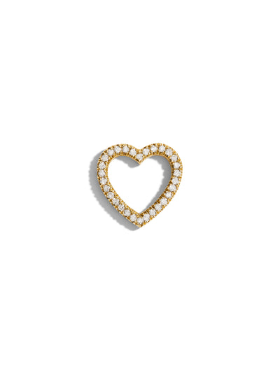 Small Double Sided Diamond Floating Heart Yellow Gold Charm