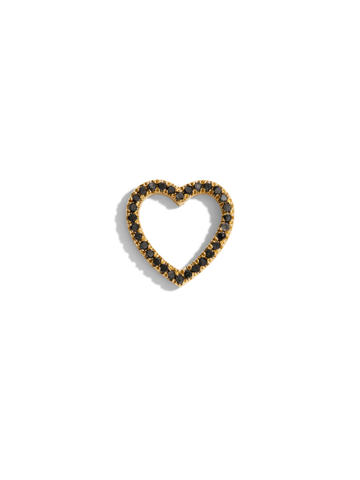 Small Double Sided Black Diamond Floating Heart Yellow Gold Charm