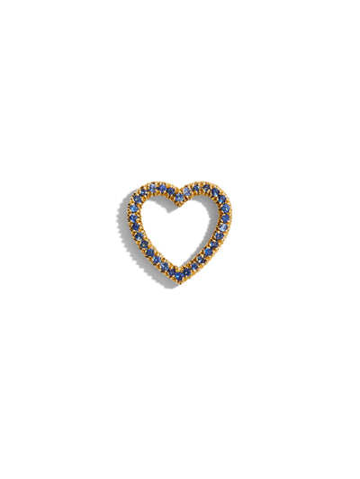 Small Blue Sapphire Floating Heart Yellow Gold Charm