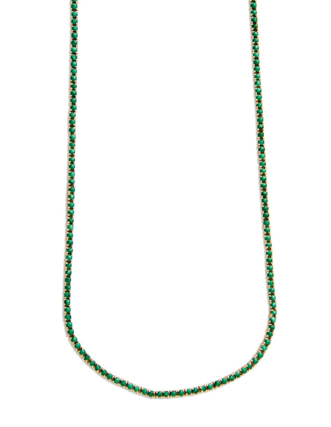 Yellow Gold Malachite Tennis Necklace