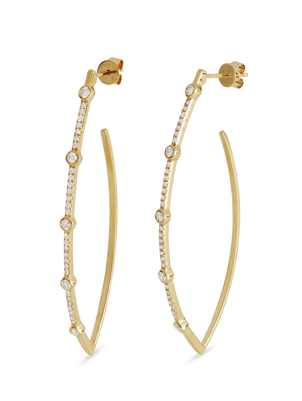 Sticks and Stones Marquise Yellow Gold Hoop Earrings