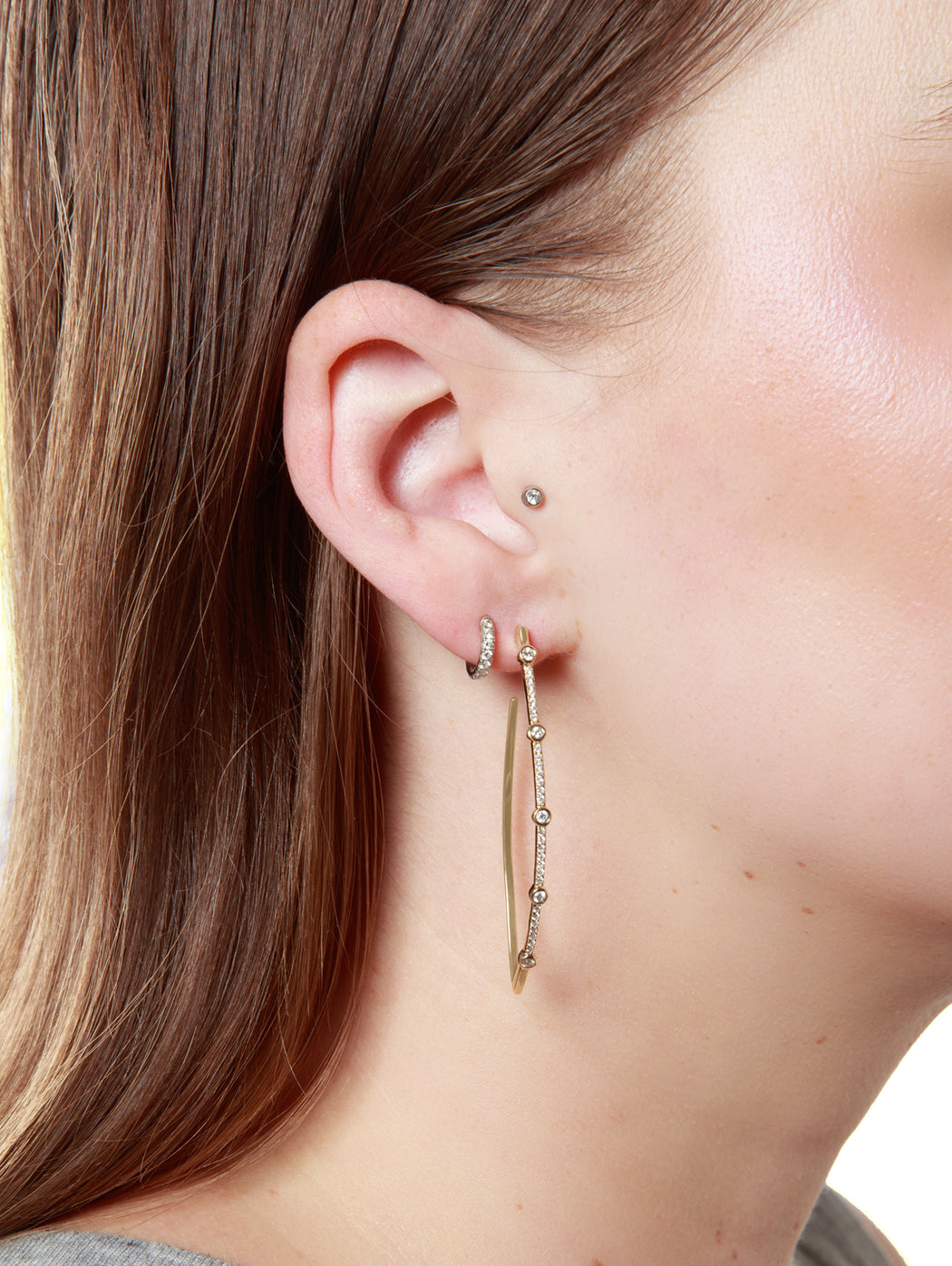 Sticks and Stones Marquise Yellow Gold Hoop Earrings
