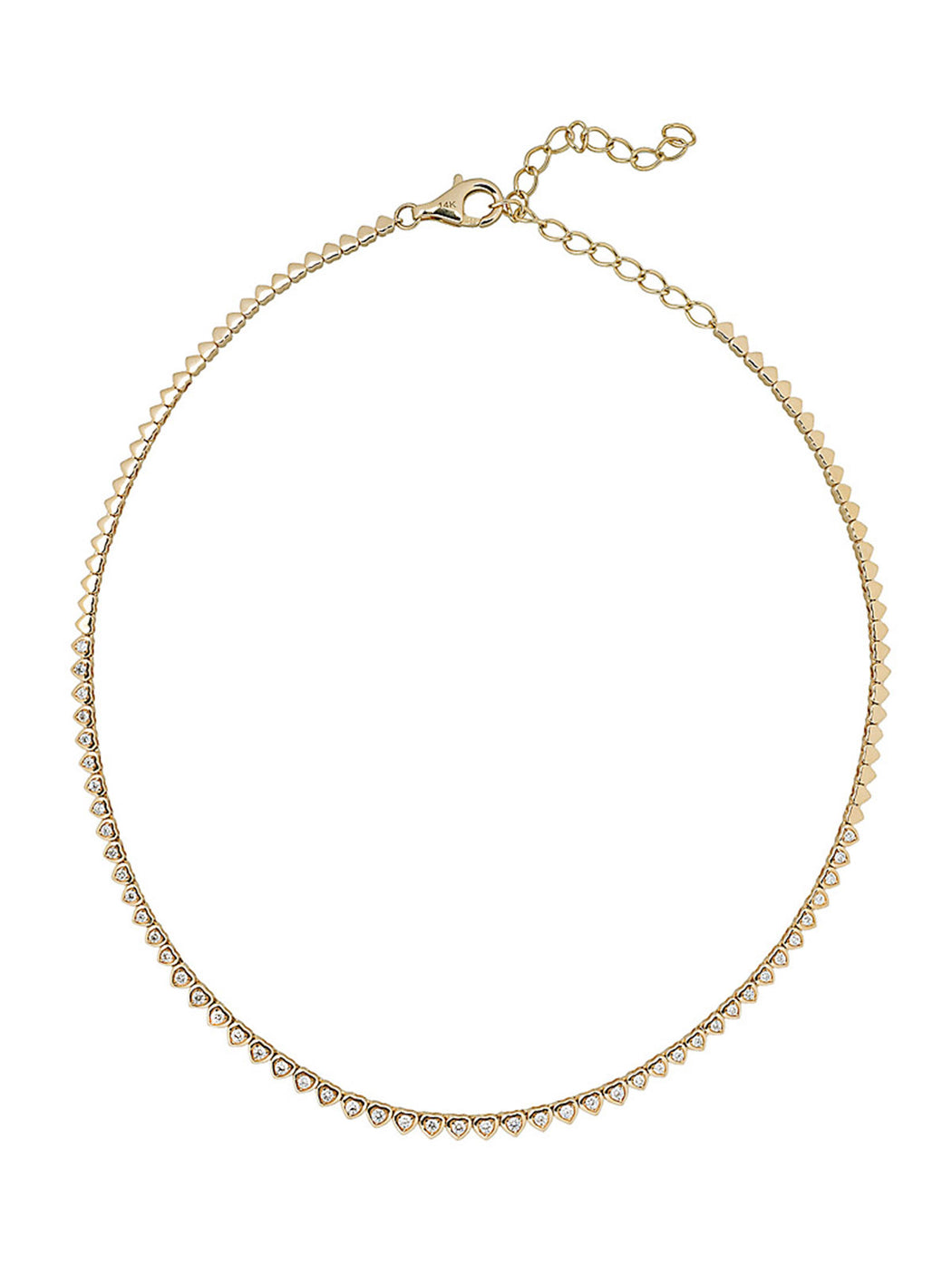 Diamond Heart Yellow Gold Tennis Necklace