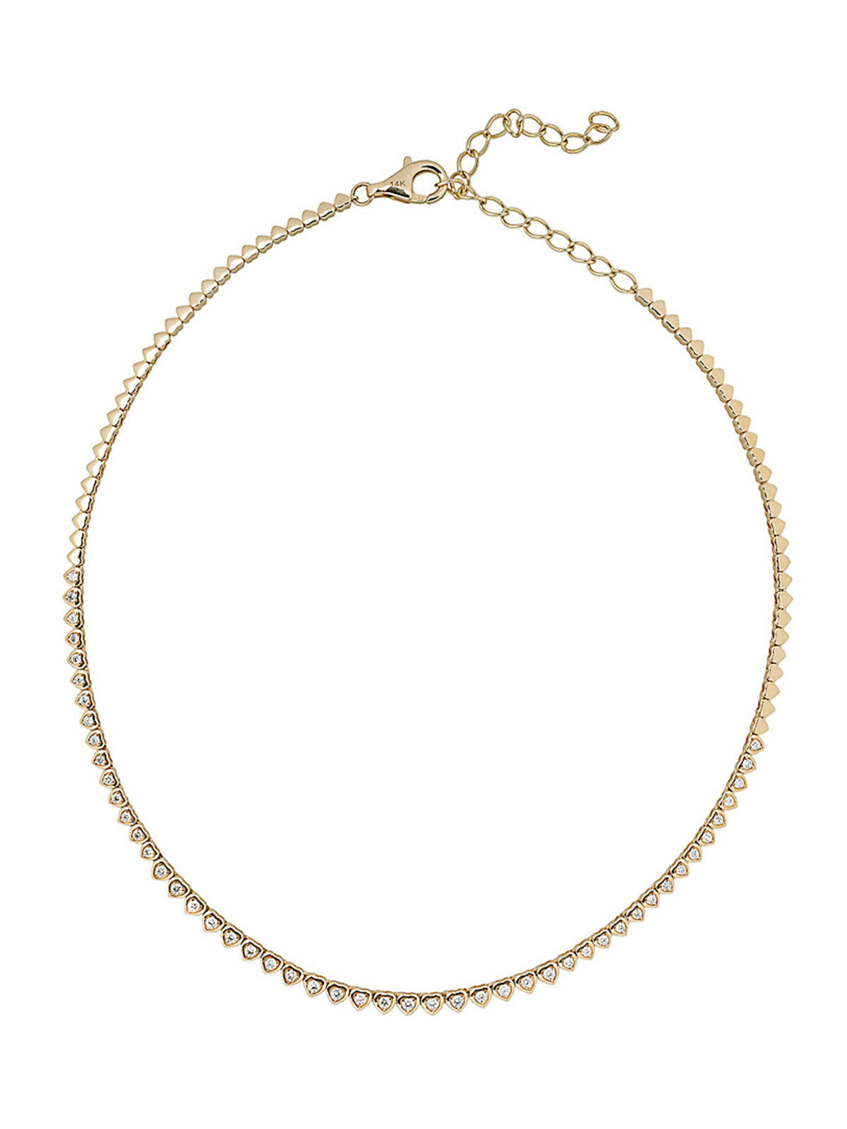 Diamond Heart Yellow Gold Tennis Necklace