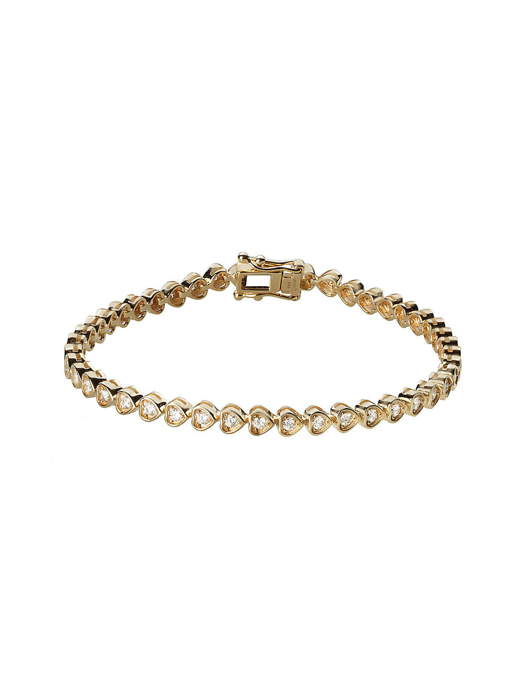 Diamond Heart Yellow Gold Tennis Bracelet