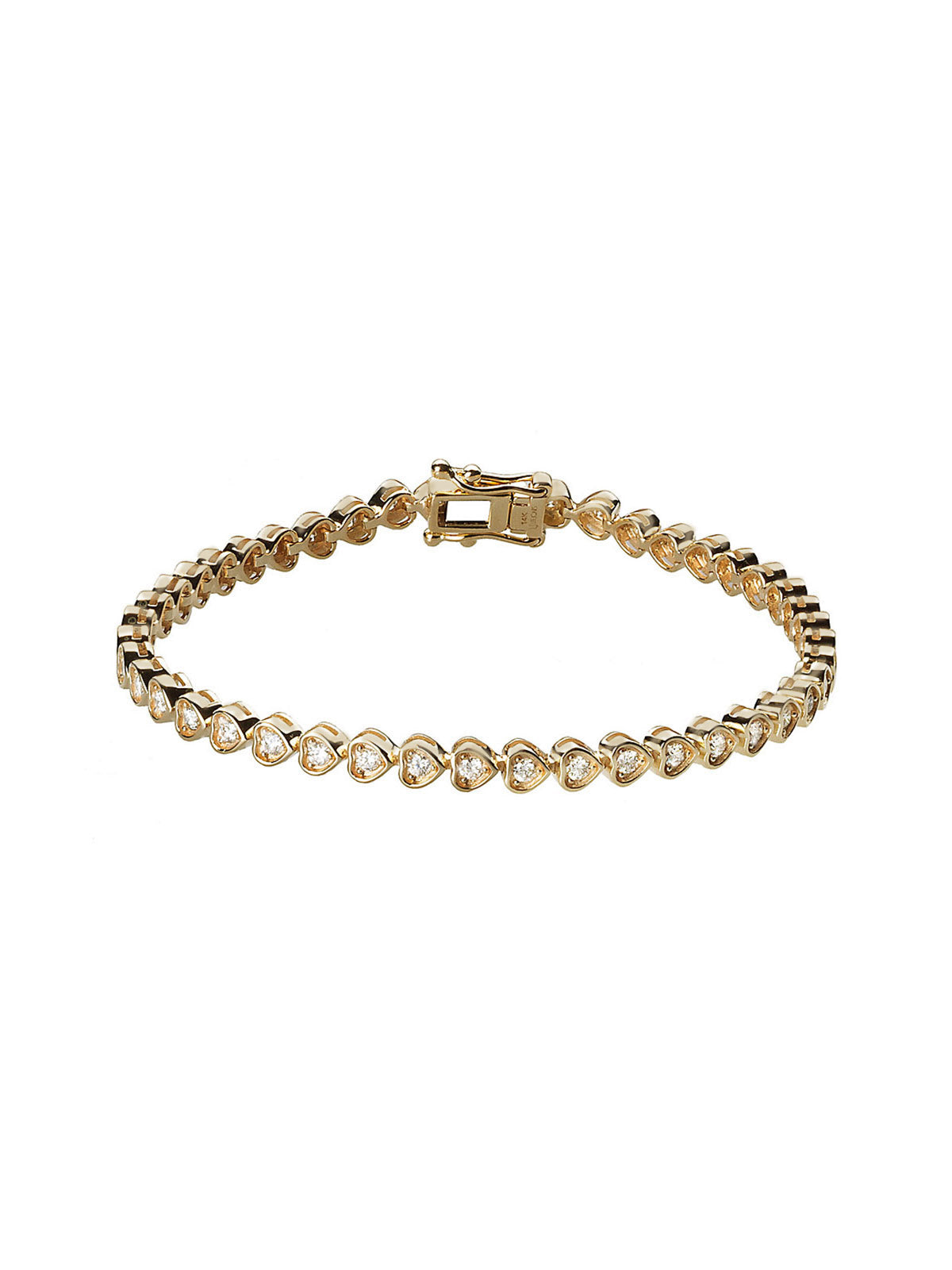 Diamond Heart Yellow Gold Tennis Bracelet