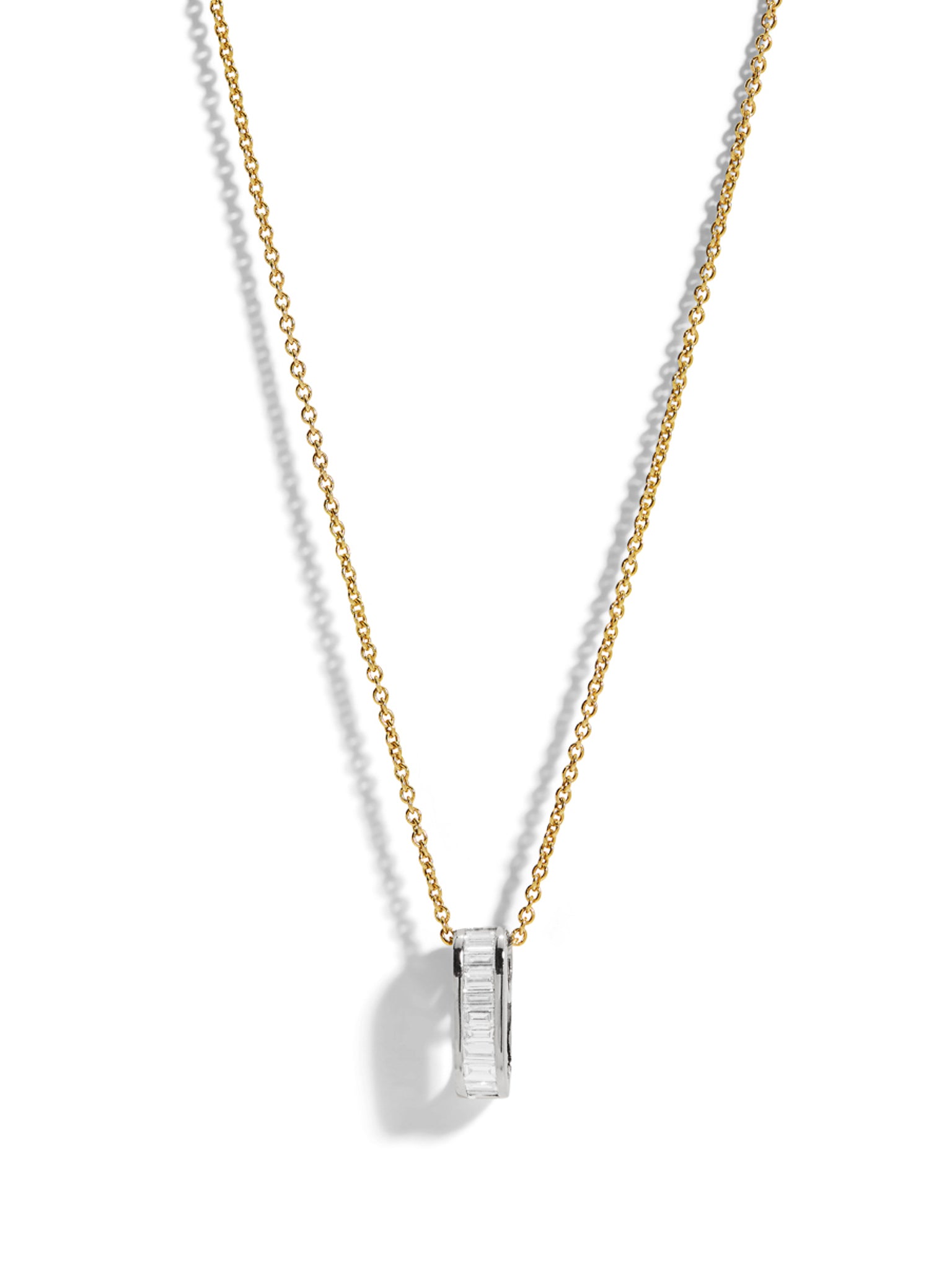 Mini Diamond Baguette Legend Link Yellow & White Gold Necklace