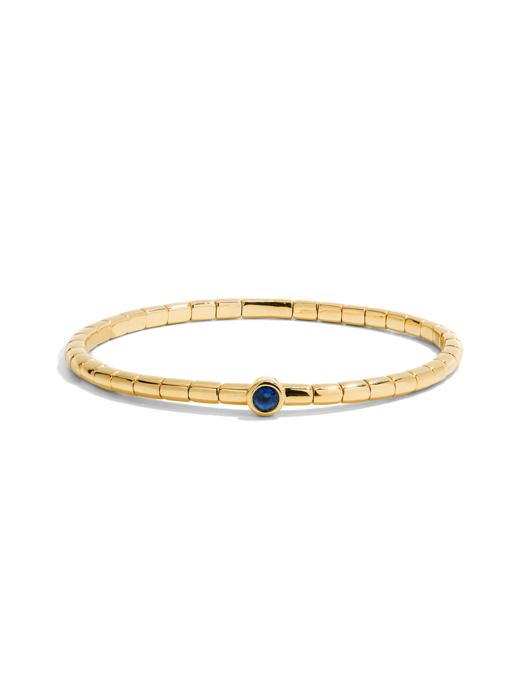 Full Circle Blue Sapphire Yellow Gold Stretch Bracelet