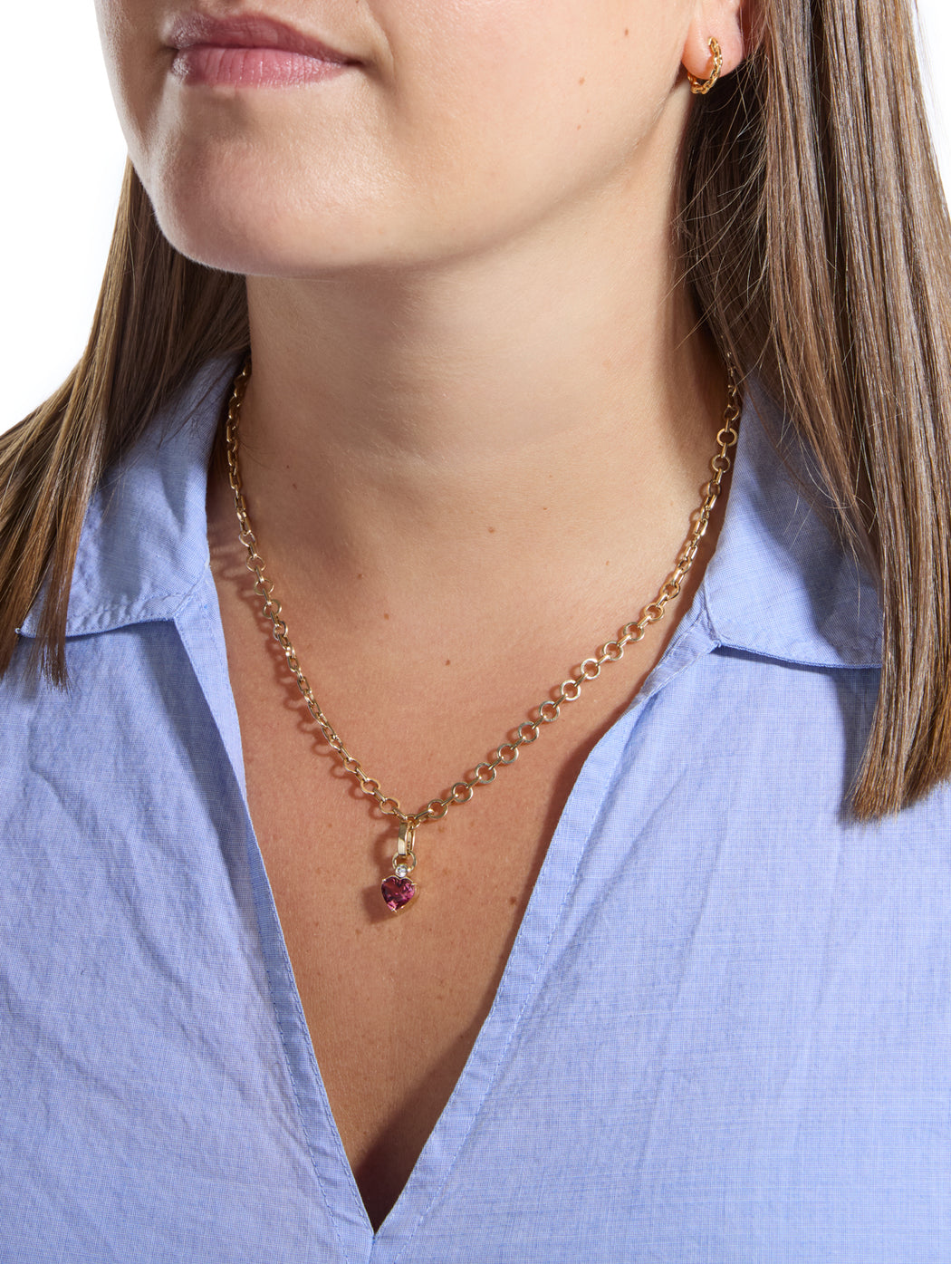 Full Circle Diamond & Pink Sapphire Heart Charm