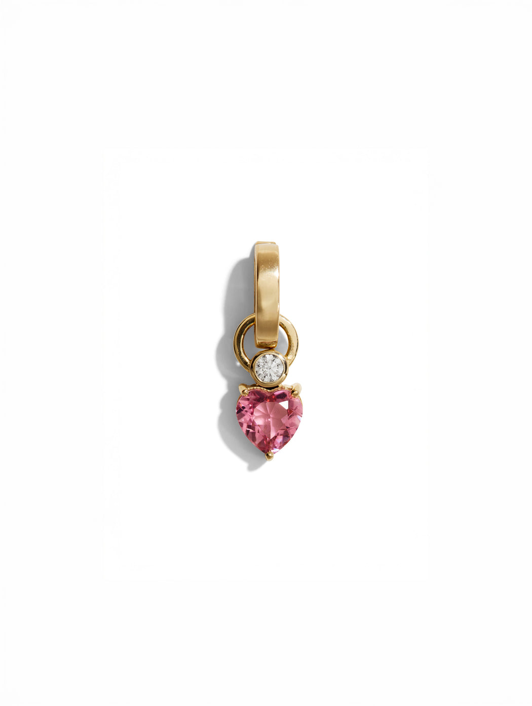 Full Circle Diamond & Small Pink Sapphire Heart Charm