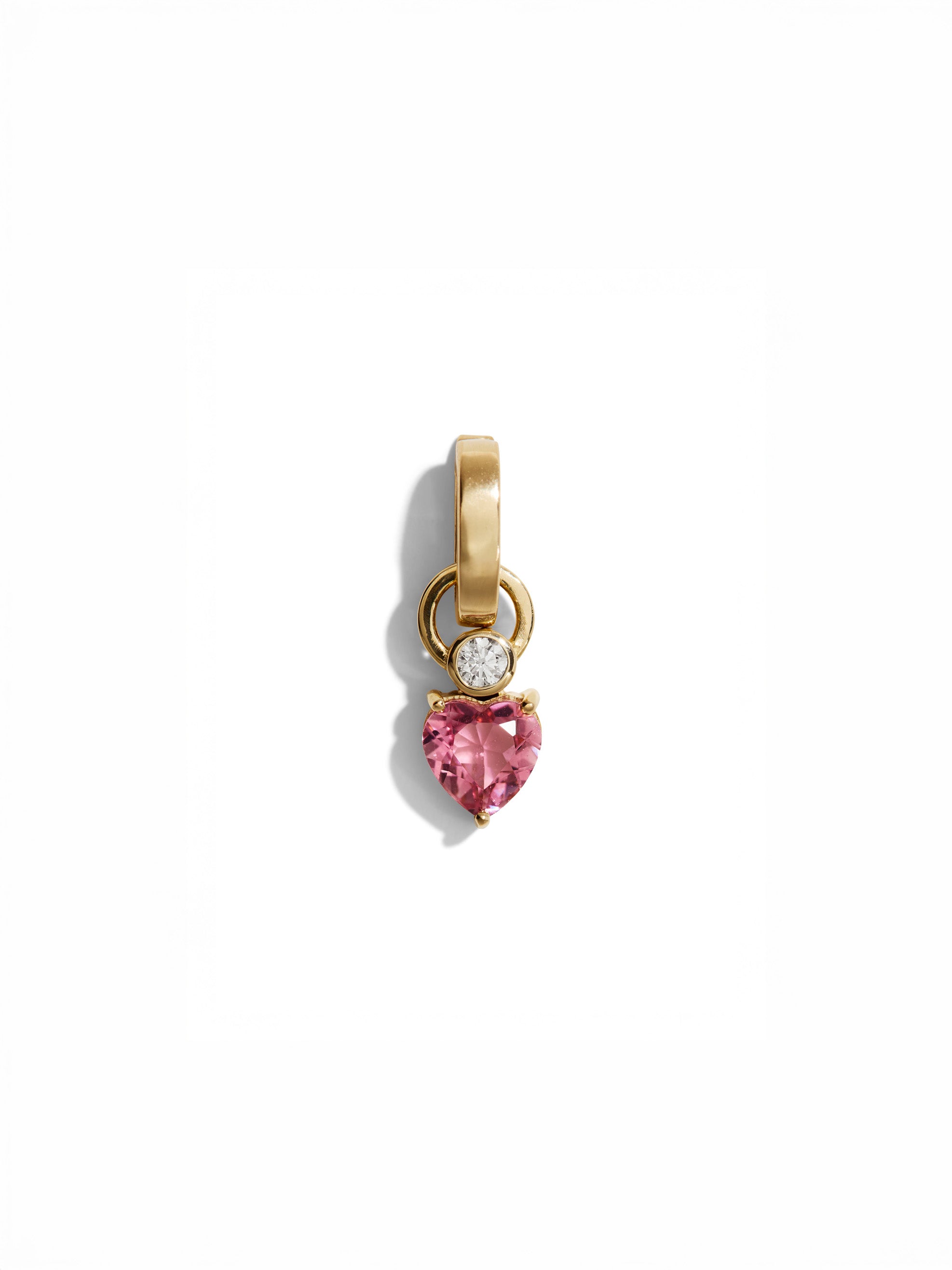 Full Circle Diamond & Small Pink Sapphire Heart Charm