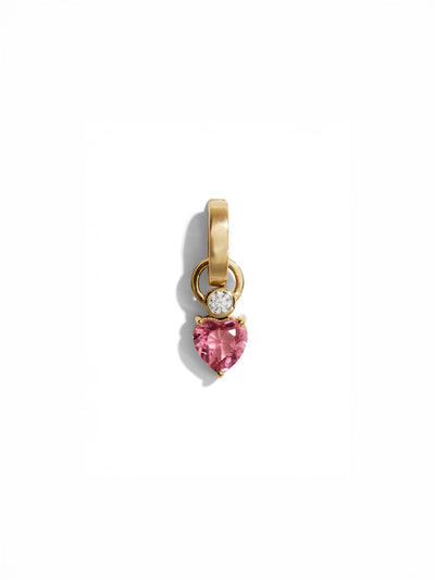 Full Circle Diamond & Small Pink Sapphire Heart Charm