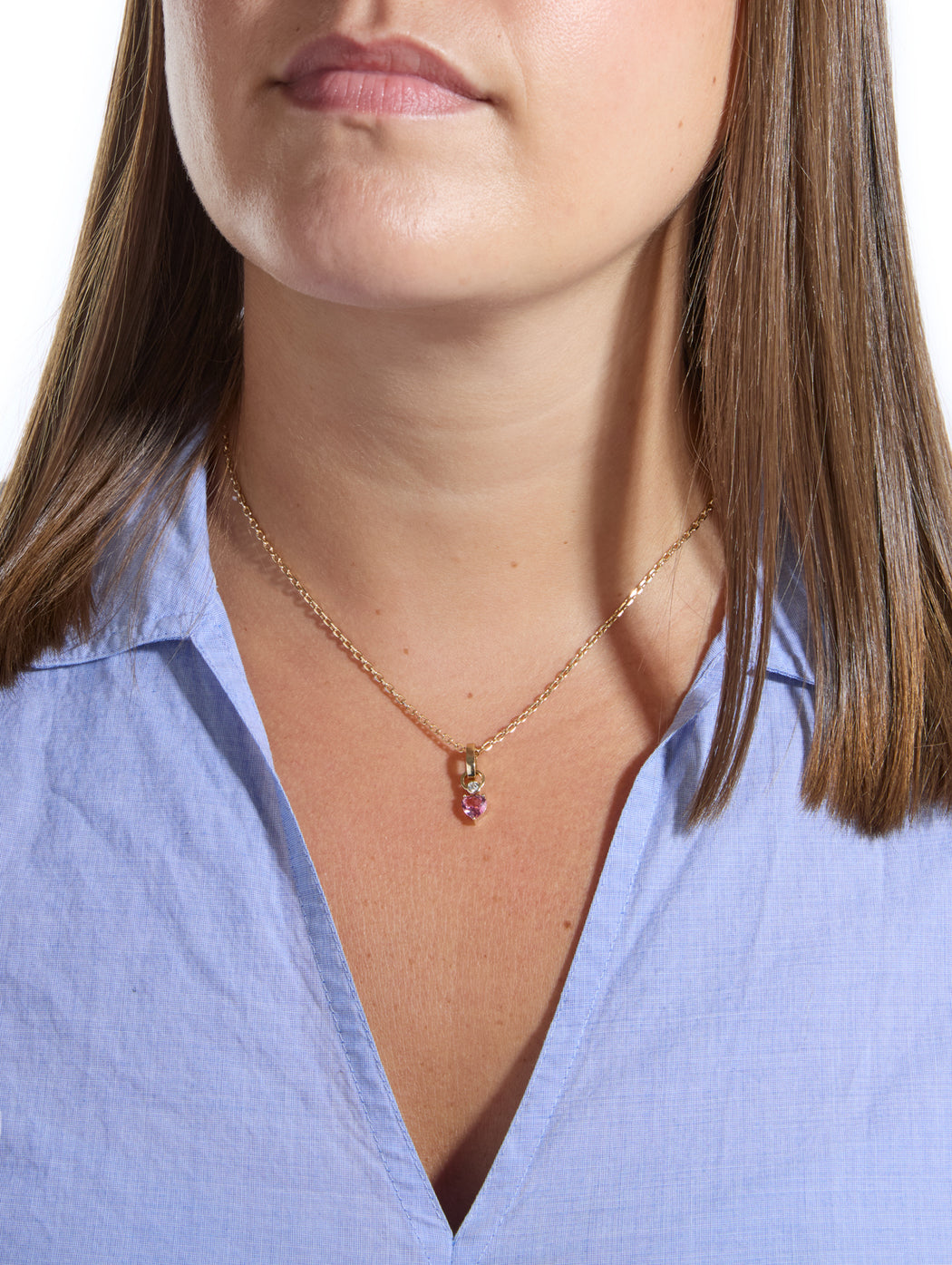 Full Circle Diamond & Small Pink Sapphire Heart Charm