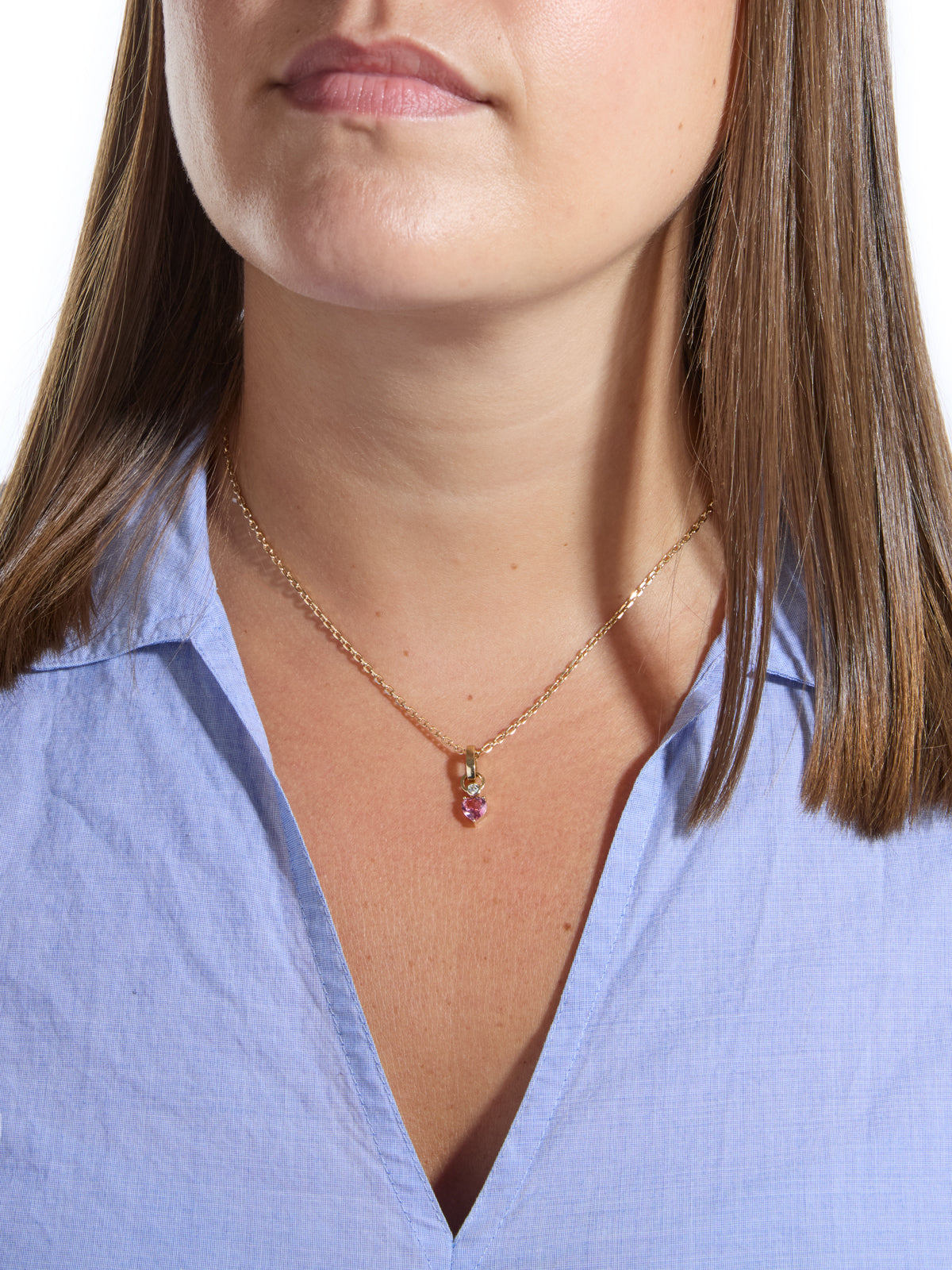 Full Circle Diamond & Small Pink Sapphire Heart Charm